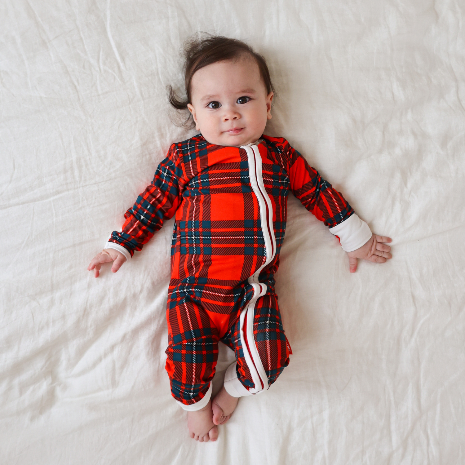 Top tartan baby sleepsuit Sale - Main Image