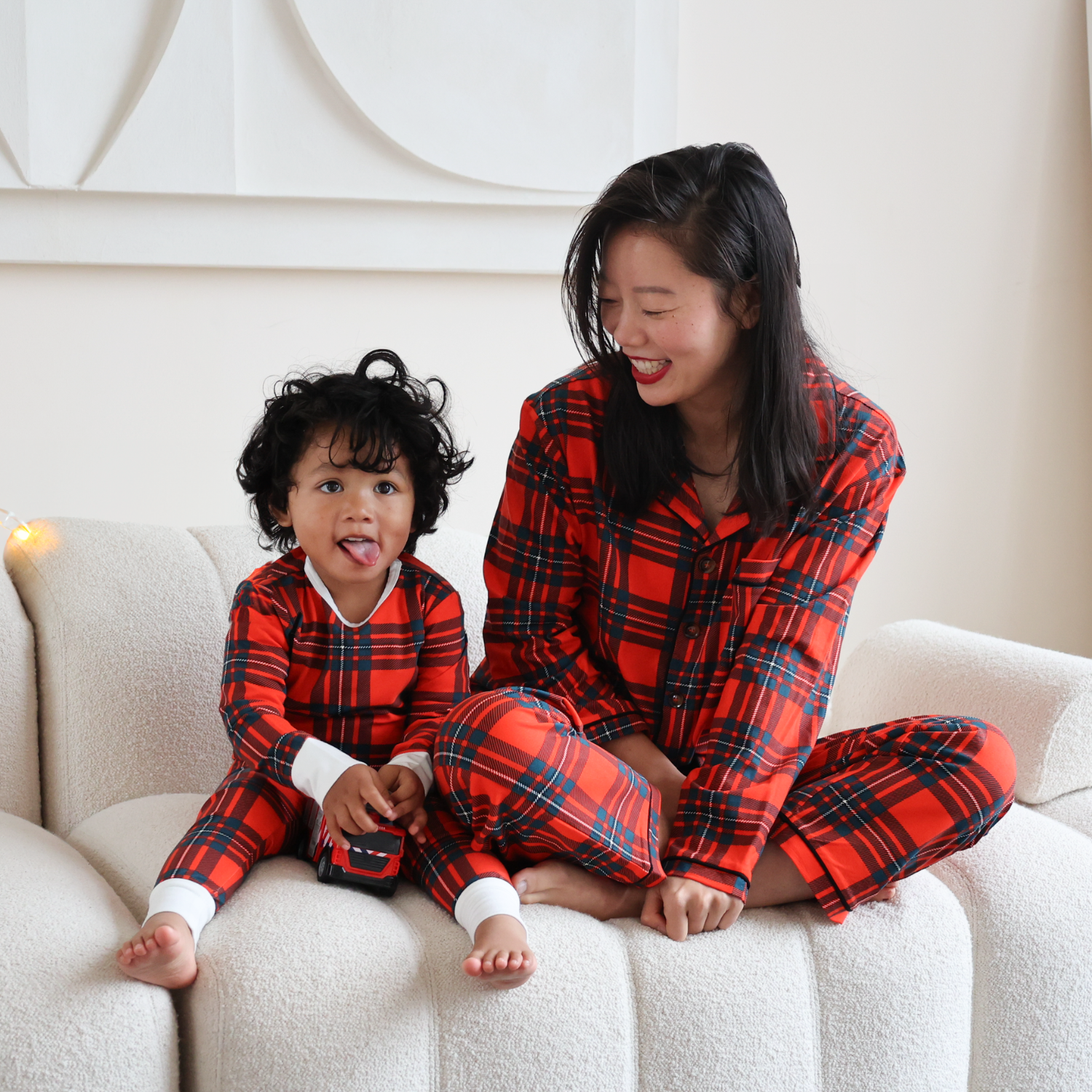 Bambus-Pyjama-Set für Frauen - Rot Tartan