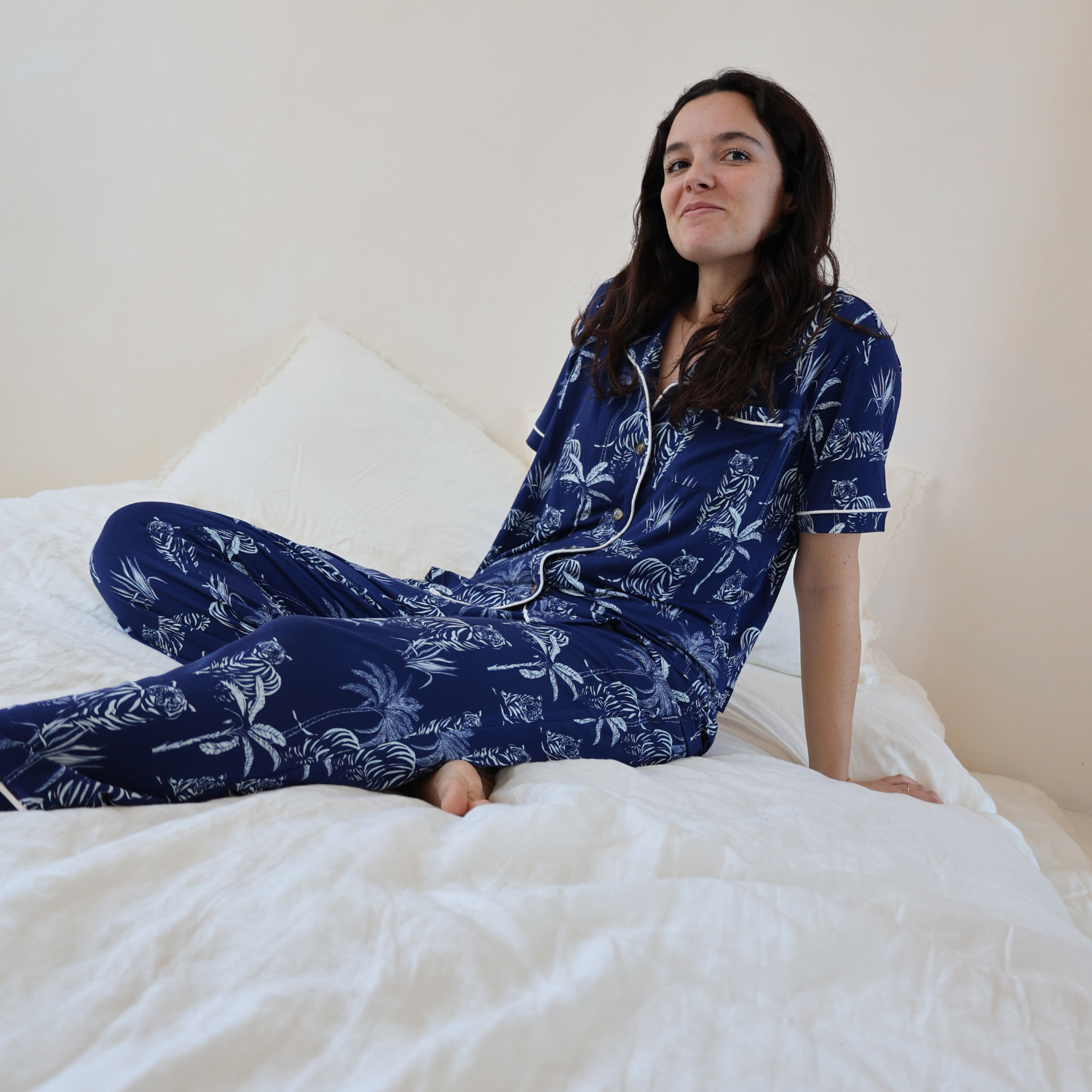 Bambus-Pyjama-Set lang für Frauen - Big Cat