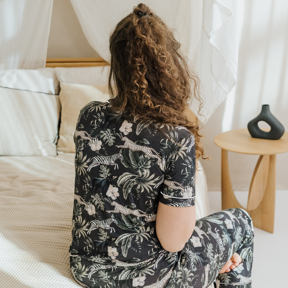Bambu Pyjamas Lång Set för kvinnor - Zebra