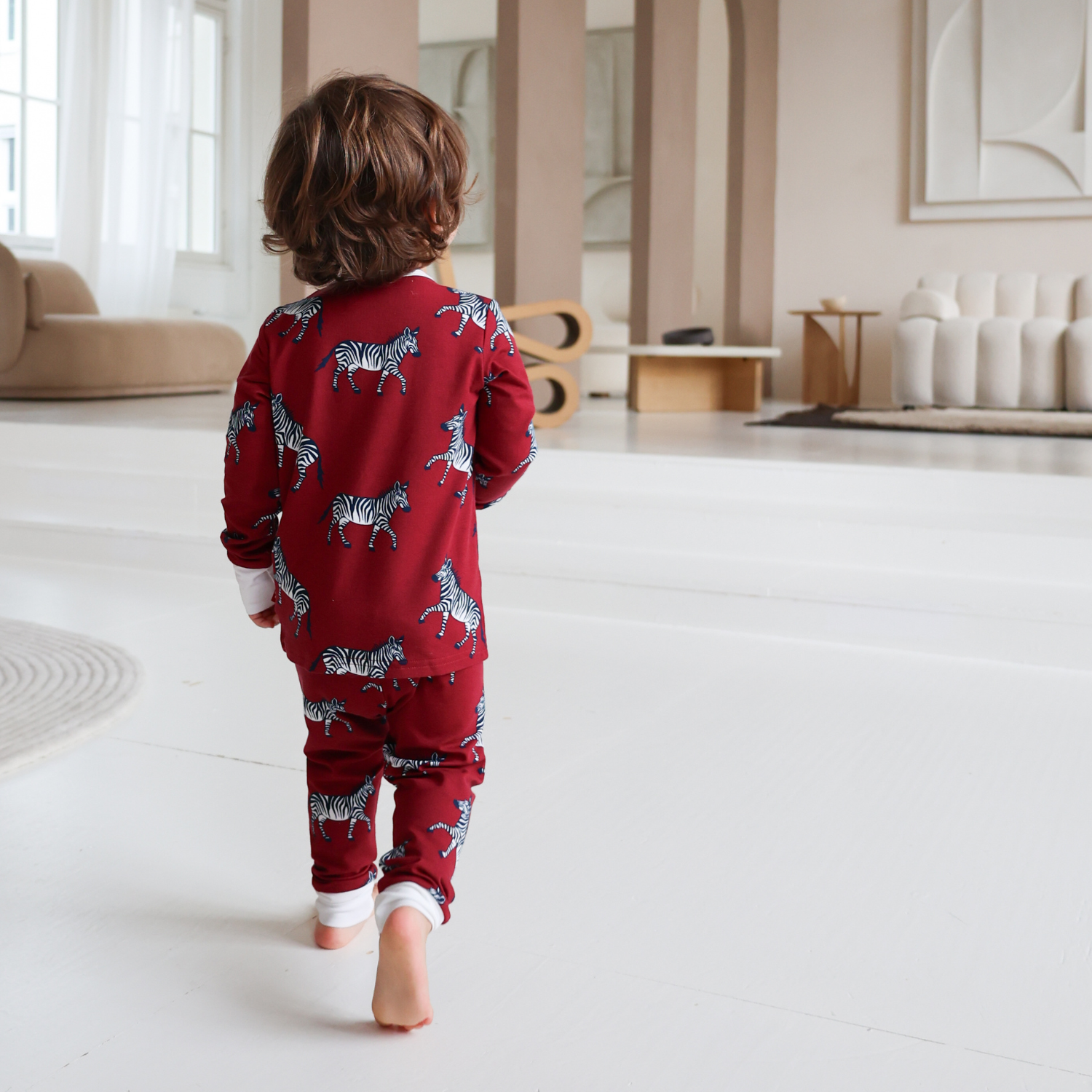 Conjunto de pijama para criança Borgonha Zebra